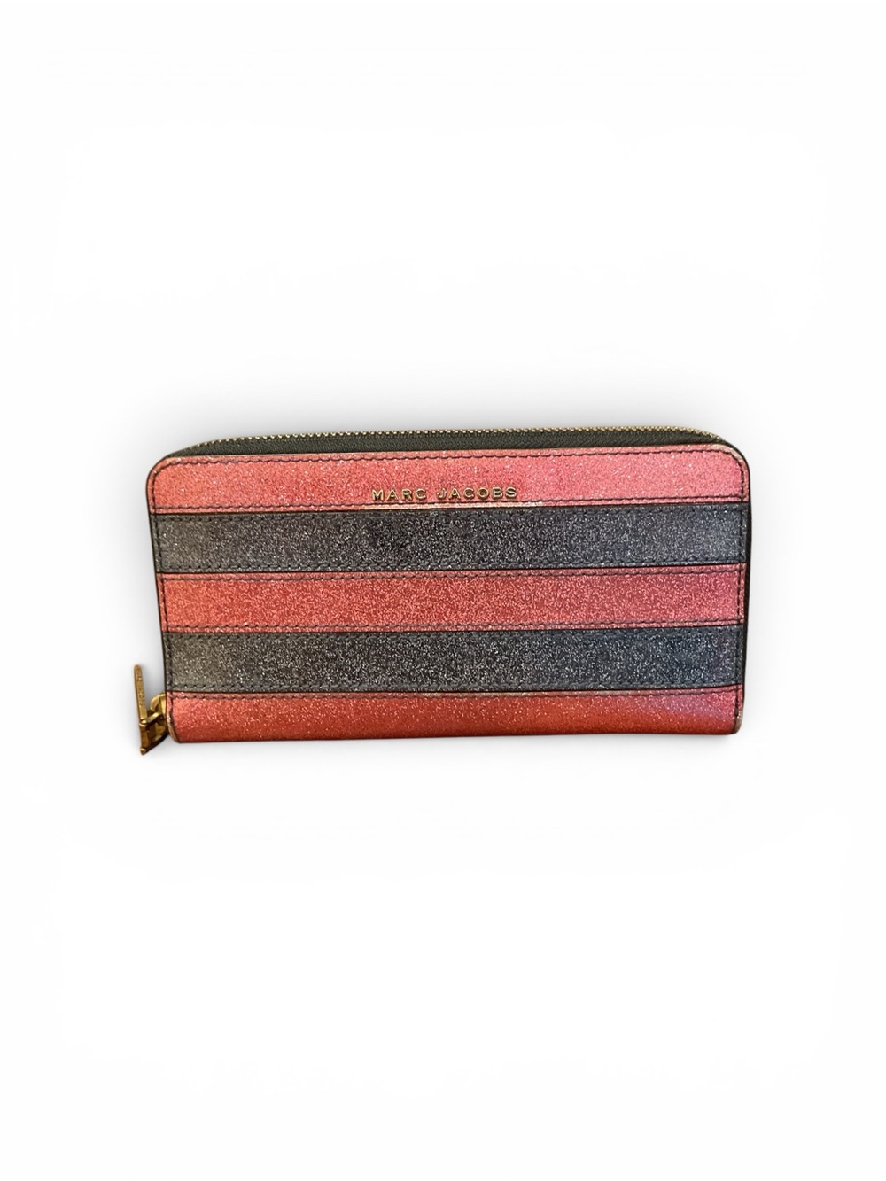 Marc Jacobs Glitter Stripe Zip Wallet in Pink and Gray